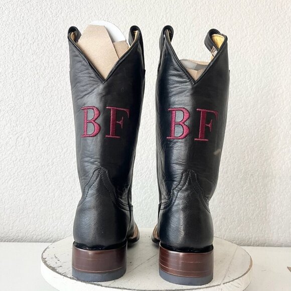 Rod Patrick Womens Cowboy Boots 9B Black Smooth Ostrich Western Square Toe - Picture 3 of 10